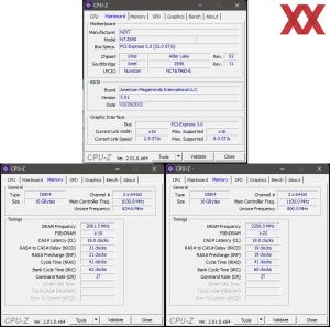 RAM-OC: unten links mit XMP; unten rechts mit manuellen Werten