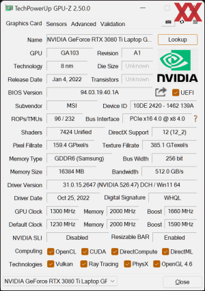 GPUz und CPUz des MSI Raider GE67 HX 12UHS