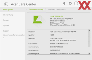 Die Software des Acer Swift 3 OLED