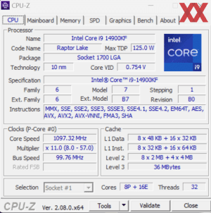 GPUz и CPUz ПК MSI MEG Trident X2 14th