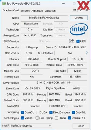 GPUz und CPUz der ECS Liva Z5 Plus