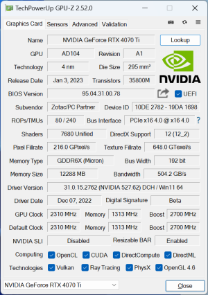 Zotac Gaming GeForce RTX 4070 Ti AMP Extreme AIRO