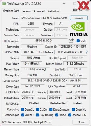 GPUz und CPUz des Gigabyte AORUS 15X