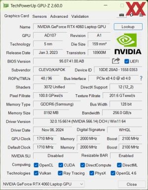 GPUz и CPUz ноутбука Gigabyte G6X