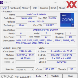 GPUz и CPUz ноутбука Gigabyte AORUS 16X ASG