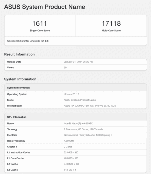 Intel Xeon ​w9-3595X im Geekbench