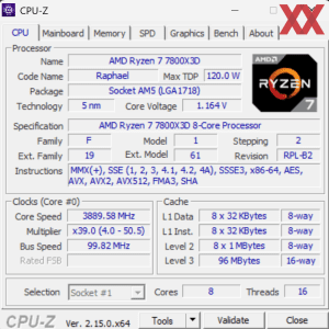 CPUz und GPUz des Memory PC High-End-Gaming-PC Ryzen 7000