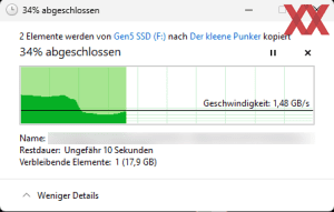Aus Sicht der EX400U: Schreiben