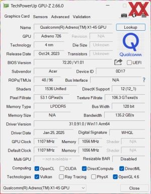 GPUz und CPUz des Acer Aspire 16 AI 11M-X10T