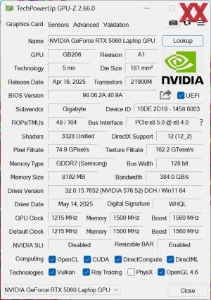 GPUz und CPUz des Gigabyte Aero X16 GPUz und CPUz des Gigabyte Aero X16
