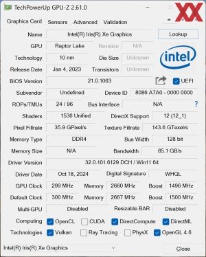 CPUz und GPUz des Geekom Mini IT13