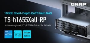 Bild zu 3U 10 GbE ZFS NAS mit kurzer Tiefe: QNAP veröffentlicht das TS-h1655XeU-RP