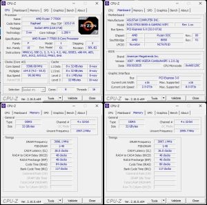 oben links: CPU-OC; unten links: RAM-OC (XMP); unten rechts: manuelles RAM-OC oben links: CPU-OC; unten links: RAM-OC (XMP); unten rechts: manuelles RAM-OC