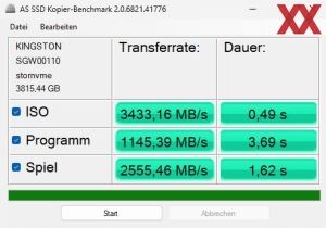 Kingston Fury Renegade G5 SSD 4096GB Benchmarks mit Kühlung