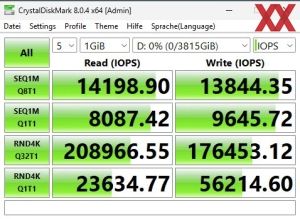 Kingston Fury Renegade G5 SSD 4096GB Benchmarks mit Kühlung