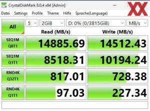 Kingston Fury Renegade G5 SSD 4096GB Benchmarks mit Kühlung