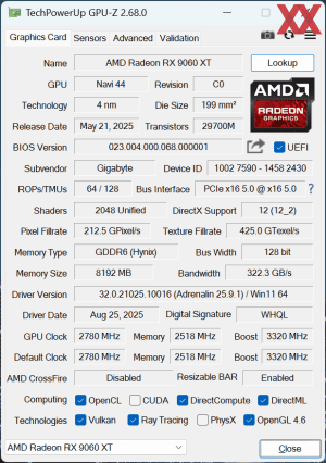 Gigabyte Radeon RX 9060 XT Gaming OC 8G