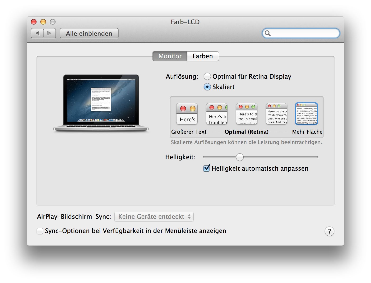 Разрешение экрана MACBOOK Pro 15