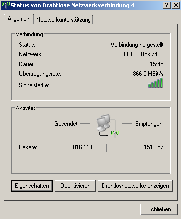 WLAN-Verbindung mit AVM FRITZ!Box 7490