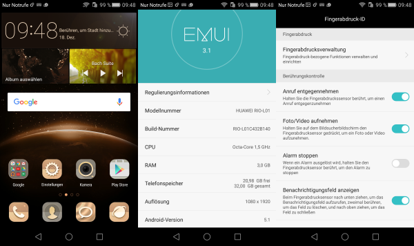 Bekanntes Bild: Huawei vertraut erneut auf Android 5.1 und EMUI, ein Update soll aber kommen