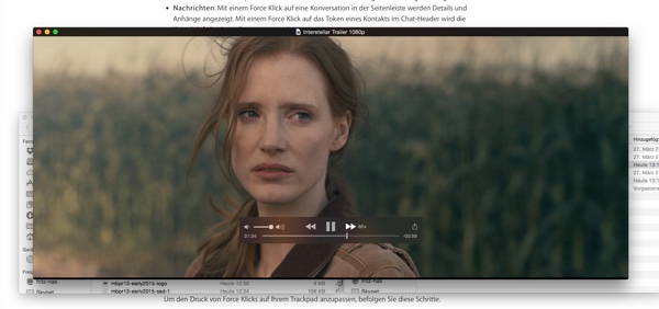 Force-Touch-Trackpad in QuickTime