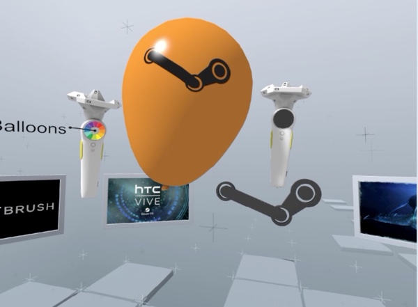 HTC Vive mit virtueller Controller-Darstellung im Trainingsprogramm
