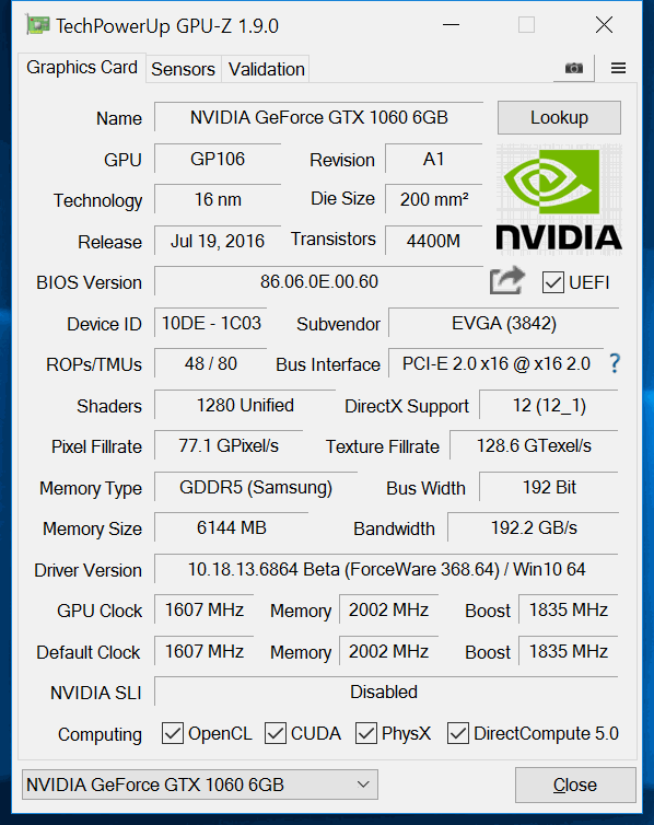evga gtx1060sc