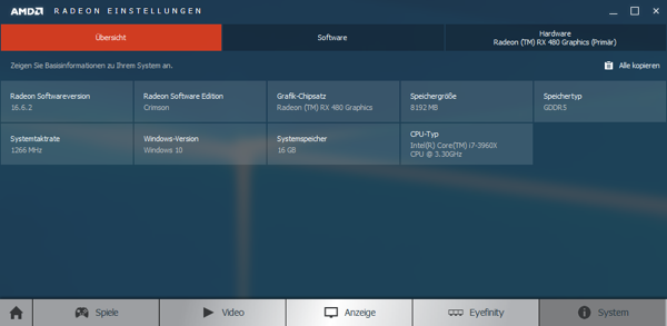 AMD Radeon Software 16.2.2 mit der Radeon RX 480
