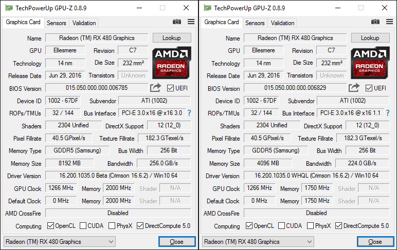 AMD Radeon RX 480 8 GB vs. 4 GB Hardwareluxx