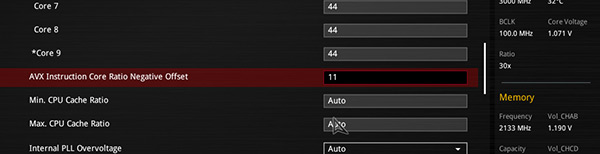 AVX-Takt Einstellung im Bios des X99 Strix Gaming