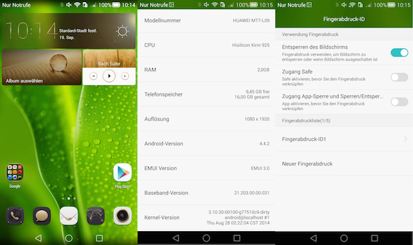 Aktuelles Android gepaart mit der eigenen Oberfläche EMUI 3.0