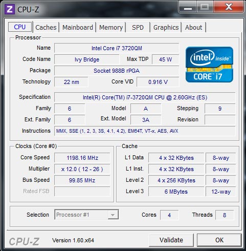 CPUz Ivy Bridge mobile