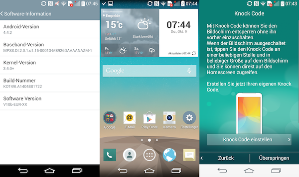 Auch LG setzt auf Android 4.4.2 und spendiert dem G3 s viele Software-Funktionen des G3