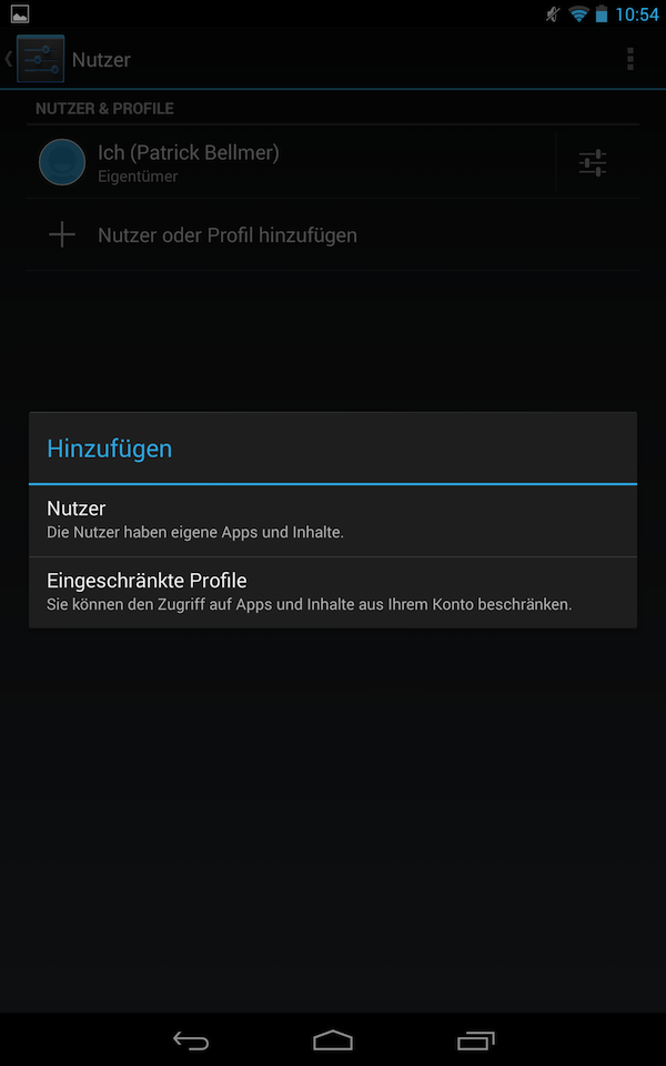 Eine der Neuerungen in Android 4.3: Benutzerkonten mit stark eingeschränkten Zugriffsrechten