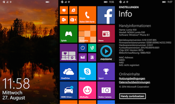 Windows Phone 8.1: Bekannte Kacheloptik und hoher Bedienkomfort