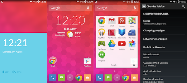 Android 4.4 als Basis und alle Google-Dienste ab Werk vorhanden: CyanogendMod 11S