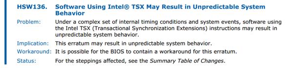 Intels Problembeschreibung zum TSX-Bug