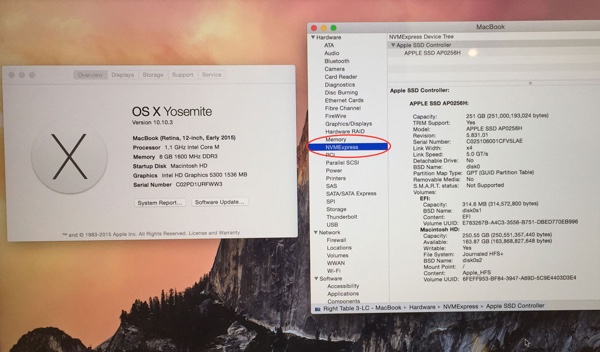 Unterstützung von NVMe in OS X 10.10.3