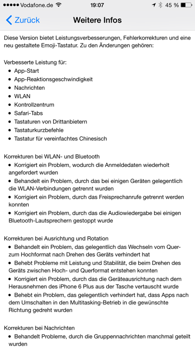 Update auf iOS 8.3