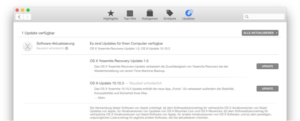 Update auf OS X 10.10.3