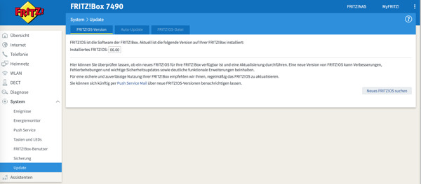 FRITZ!OS 6.60 auf der FRITZ!Box 7490