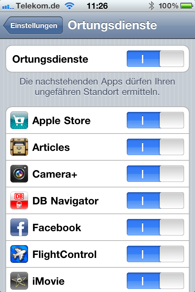 iOS-Ortsdienste