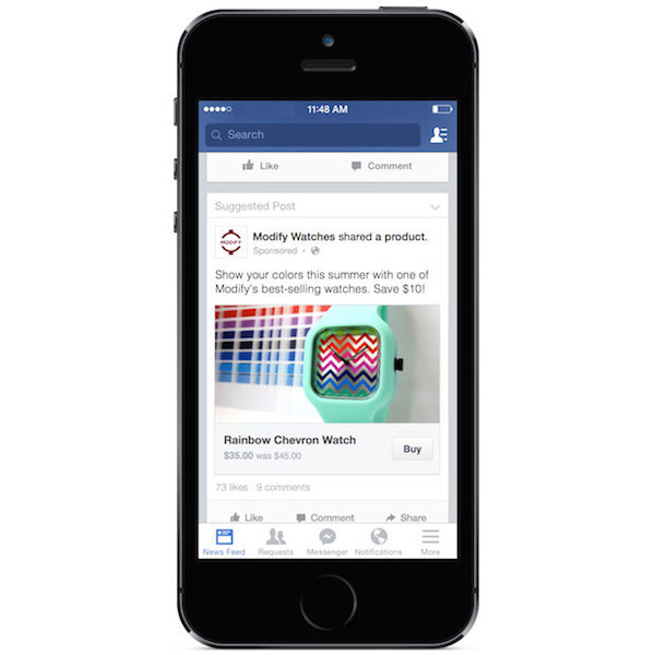 facebook buy button test k