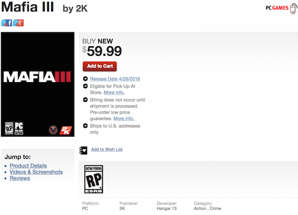 gamestop mafia3 listing k
