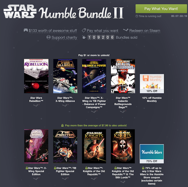 humble bundle star wars2 k