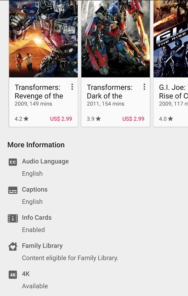 Google Play Filme und Serien Ultra HD