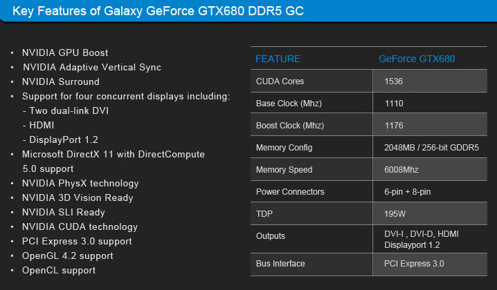 galaxy geforce gtx 680 gc 2gb specs