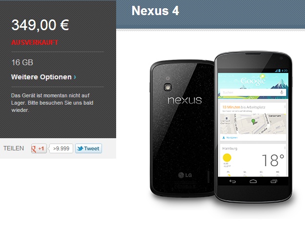 nexus4 ausverkauft