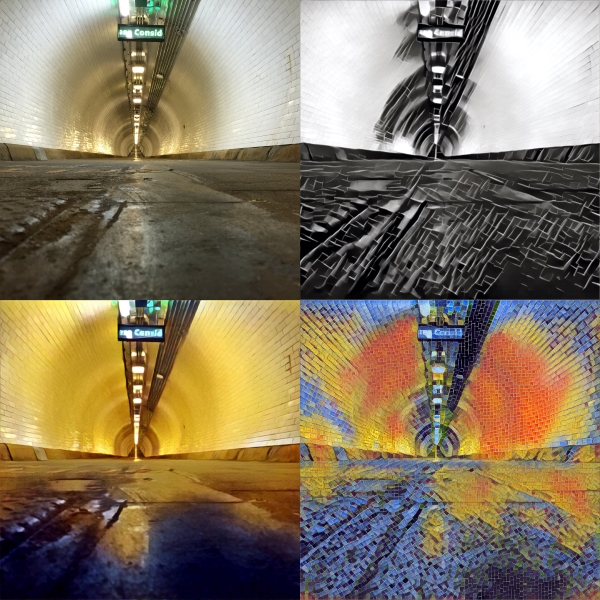 Original (oben links) und drei der rund 30 Filter, die Prisma derzeit zu bieten hat