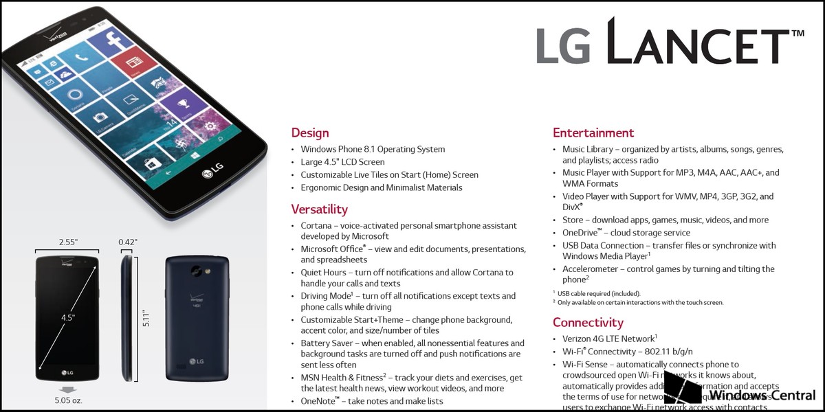 lg lance specs verizon